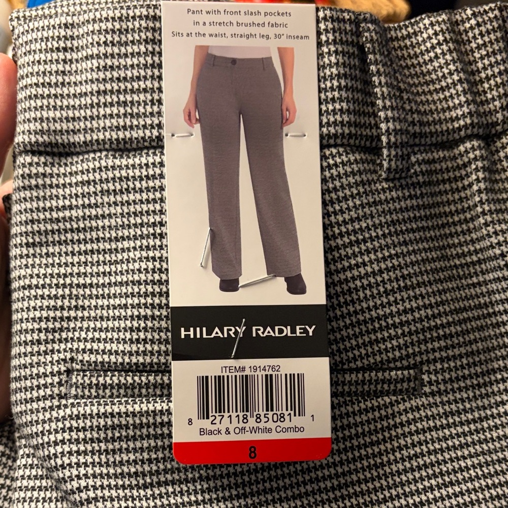 Hilary Radley Black & Off-White Wide Leg Pants - Houndstooth New With Tags!